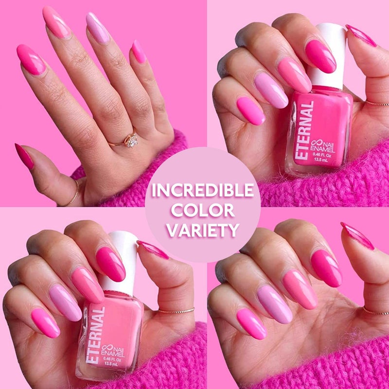 Eternal Pink Nail Polish Set for Women (SO PINK) - Pastel Pink Nail Polish Set for Girls - Long Lasting & Quick Dry Natural Nail Polish Kit for Home DIY Mani Pedi - Made in USA, 13.5mL (Set of 5) - Image 2